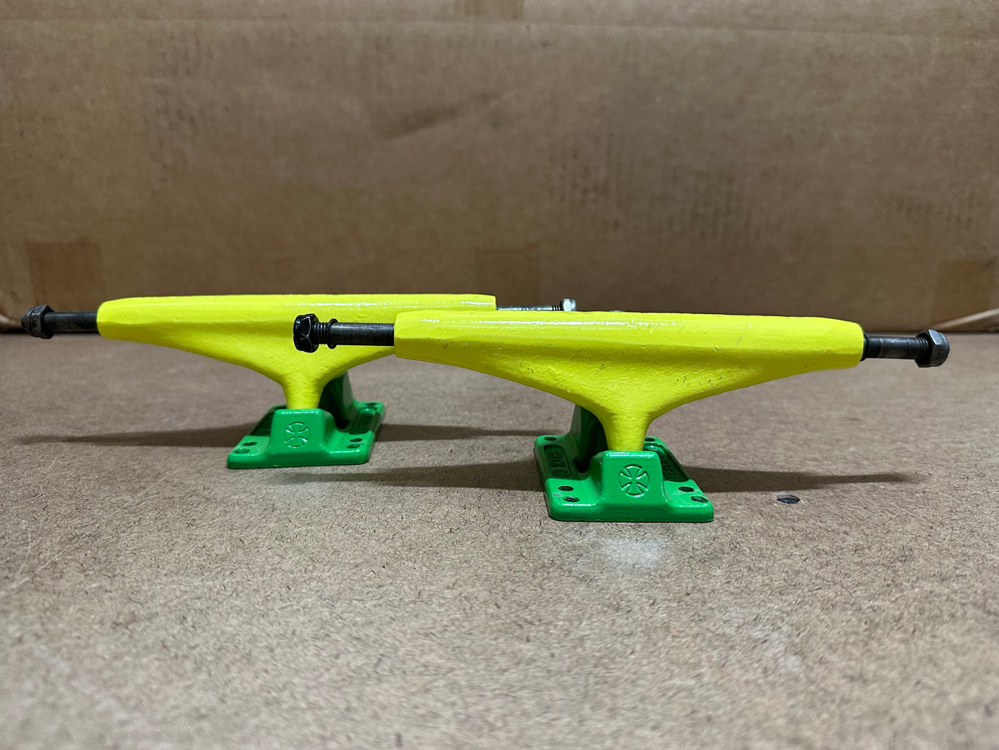 Independent Trucks 9.0- USED - Yellow and Green Dipped- AS IS - No Returns.