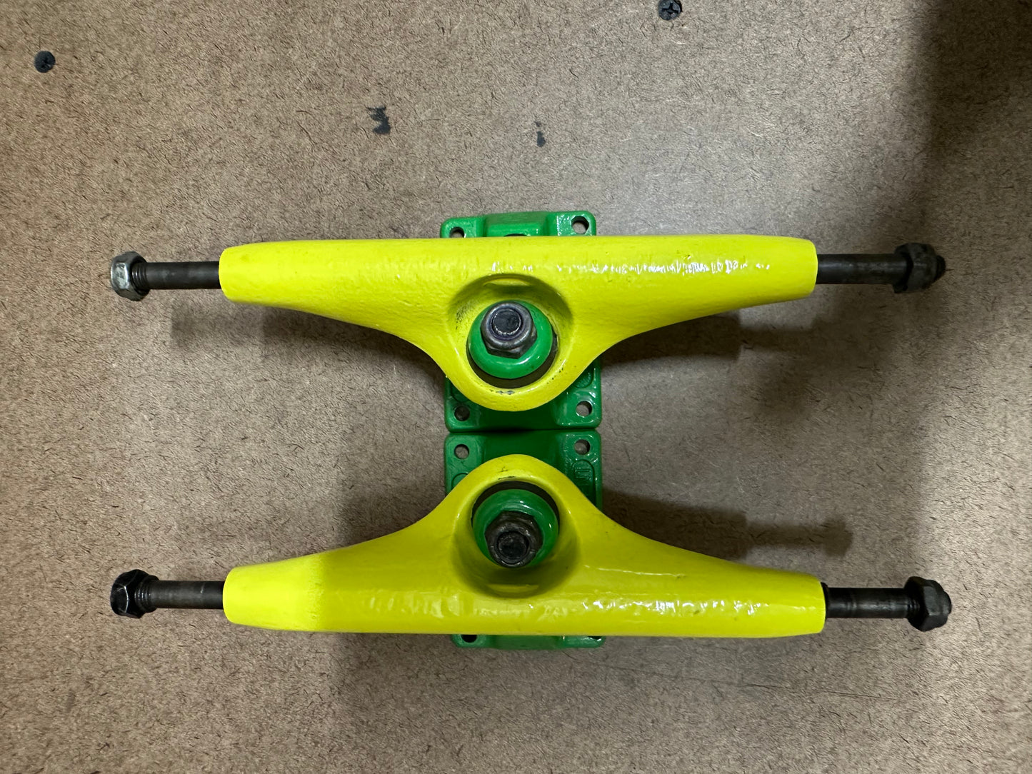 Independent Trucks 9.0- USED - Yellow and Green Dipped- AS IS - No Returns.