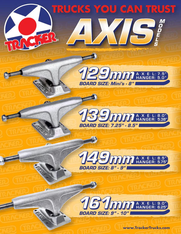 TRACKER TRUCKS - AXIS 139MM Silver 8.0